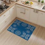 Navy Blue Mandala Floral Area Rug