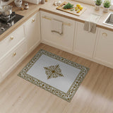 Gold and Silver Ornate Golden Medallion Area Rug