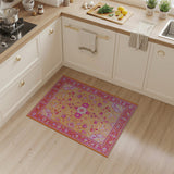 Hot Pink Orange Persian Floral Area Rug