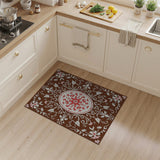 Vintage Floral Medallion Brown Area Rug
