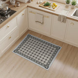 Farmhouse Gingham Check Area Rug with Ornate Border