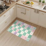 Pastel Smiley Face Checkered Kids Area Rug