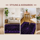 Ultra Soft Area Rug, Non Slip, Stain Resistant, Washable Area Rugs for Living Room, Bedroom, Artistic Halloween-Inspired Lattice Style(Purple)
