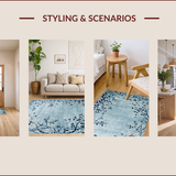 Ultra Soft Area Rug, Non Slip, Stain Resistant, Washable Area Rugs for Living Room, Bedroom, Rustic Blue Tiled Motif(Blue)