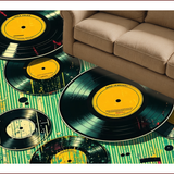 Ultra Soft Area Rug, Non Slip, Stain Resistant, Washable Area Rugs for Living Room, Bedroom, Retro Vinyl Record Entryway Non-Slip Doormat(Black)