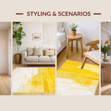 Ultra Soft Area Rug, Non Slip, Stain Resistant, Washable Area Rugs for Living Room, Bedroom, Artistic Yellow and White Fusion(Yellow)