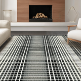 Ultra Soft Area Rug, Non Slip, Stain Resistant, Washable Area Rugs for Living Room, Bedroom, Striped Entry Pathway Rug Modern Contrast Patterned Accent Mat Decor(Black)