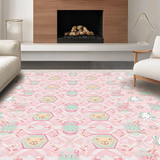 Ultra Soft Area Rug, Non Slip, Stain Resistant, Washable Area Rugs for Living Room, Bedroom, Modern Playful Geometric Theme(Pink)