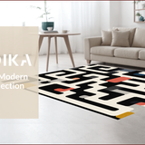 Ultra Soft Area Rug, Non Slip, Stain Resistant, Washable Area Rugs for Living Room, Bedroom, Chic Minimalist Diamond Arrangement(Black)