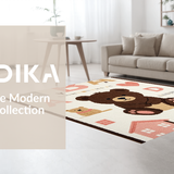 Ultra Soft Area Rug, Non Slip, Stain Resistant, Washable Area Rugs for Living Room, Bedroom, Cute Animal Alphabet Exploration(Brown)