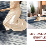 Ultra Soft Area Rug, Non Slip, Stain Resistant, Washable Area Rugs for Living Room, Bedroom, Shadow Stripe: Woven Accent Carpet, Subtle Pattern Design(Black)