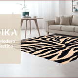 Ultra Soft Area Rug, Non Slip, Stain Resistant, Washable Area Rugs for Living Room, Bedroom, Modern Zebra Print Entryway Runner Rug Black Peach(Beige)