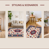 Ultra Soft Area Rug, Non Slip, Stain Resistant, Washable Area Rugs for Living Room, Bedroom, Pastel Eclectic Living Room Washable Area Rug(Red)