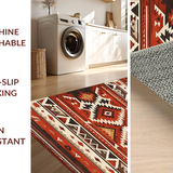 Ultra Soft Area Rug, Non Slip, Stain Resistant, Washable Area Rugs for Living Room, Bedroom, Dynamic Tiled Ethnic Motif(Red)