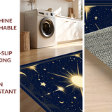 Ultra Soft Area Rug, Non Slip, Stain Resistant, Washable Area Rugs for Living Room, Bedroom, Whimsical Starry Night Imagery(Black)