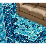 Ultra Soft Area Rug, Non Slip, Stain Resistant, Washable Area Rugs for Living Room, Bedroom, Vintage Distressed Jungle Entryway Stain-Resistant Carpet(Blue)