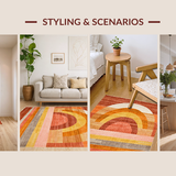 Ultra Soft Area Rug, Non Slip, Stain Resistant, Washable Area Rugs for Living Room, Bedroom, Dynamic Pastel Wave Pattern(Orange)