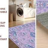 Ultra Soft Area Rug, Non Slip, Stain Resistant, Washable Area Rugs for Living Room, Bedroom, Sophisticated Ogee Patterned Delight(Purple)