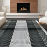 Ultra Soft Area Rug, Non Slip, Stain Resistant, Washable Area Rugs for Living Room, Bedroom, Minimalist Classic Linear Design(Black)