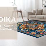Ultra Soft Area Rug, Non Slip, Stain Resistant, Washable Area Rugs for Living Room, Bedroom, Chic Vintage-Inspired Tiled Arrangement(Blue)