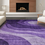 Ultra Soft Area Rug, Non Slip, Stain Resistant, Washable Area Rugs for Living Room, Bedroom, Eclectic Soft Textured Waves(Purple)