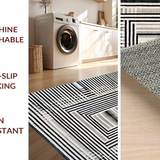 Ultra Soft Area Rug, Non Slip, Stain Resistant, Washable Area Rugs for Living Room, Bedroom, Rhythmic Monochrome Line Rug, Artistic Contrast Stripe Carpet, Distinctive(Gray)