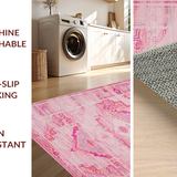 Ultra Soft Area Rug, Non Slip, Stain Resistant, Washable Area Rugs for Living Room, Bedroom, Whimsical Stylish Textured Layers(Pink)