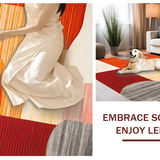 Ultra Soft Area Rug, Non Slip, Stain Resistant, Washable Area Rugs for Living Room, Bedroom, Luxurious Contemporary Geometric Motif(Red)