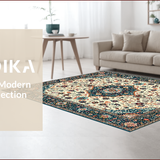 Ultra Soft Area Rug, Non Slip, Stain Resistant, Washable Area Rugs for Living Room, Bedroom, Soft Earthy Paisley Aesthetic(Ivory)