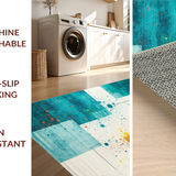 Ultra Soft Area Rug, Non Slip, Stain Resistant, Washable Area Rugs for Living Room, Bedroom, Eclectic Aqua and Coral Pattern(Orange)