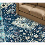 Ultra Soft Area Rug, Non Slip, Stain Resistant, Washable Area Rugs for Living Room, Bedroom, Chic Lattice Pattern in Blue Tones(Blue)