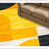Ultra Soft Area Rug, Non Slip, Stain Resistant, Washable Area Rugs for Living Room, Bedroom, Chic Geometric Yellow Grey Fusion(Yellow)