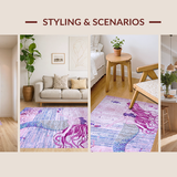 Ultra Soft Area Rug, Non Slip, Stain Resistant, Washable Area Rugs for Living Room, Bedroom, Sophisticated Colorful Seashell Arrangement(Purple)