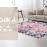 Ultra Soft Area Rug, Non Slip, Stain Resistant, Washable Area Rugs for Living Room, Bedroom, Cozy Lattice Patterned Visuals(Pink)