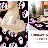 Ultra Soft Area Rug, Non Slip, Stain Resistant, Washable Area Rugs for Living Room, Bedroom, Whimsical Skull Graphic Accent(Pink)
