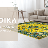 Ultra Soft Area Rug, Non Slip, Stain Resistant, Washable Area Rugs for Living Room, Bedroom, Contemporary Colorful Medallion Theme(Yellow)