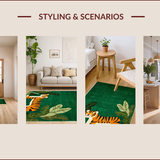 Ultra Soft Area Rug, Non Slip, Stain Resistant, Washable Area Rugs for Living Room, Bedroom, Vibrant Jungle Animal Motif(Green)