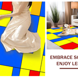 Ultra Soft Area Rug, Non Slip, Stain Resistant, Washable Area Rugs for Living Room, Bedroom, Dynamic Cheerful Hopscotch Theme(Yellow)