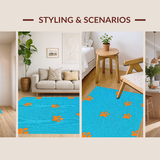 Ultra Soft Area Rug, Non Slip, Stain Resistant, Washable Area Rugs for Living Room, Bedroom, Vibrant Playful Animal Motif(Blue)