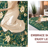 Ultra Soft Area Rug, Non Slip, Stain Resistant, Washable Area Rugs for Living Room, Bedroom, Refined Dark Green Floral Arrangement(Green)