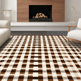 Ultra Soft Area Rug, Non Slip, Stain Resistant, Washable Area Rugs for Living Room, Bedroom, Elegant Light Brown Tiled Design(Beige)