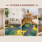 Ultra Soft Area Rug, Non Slip, Stain Resistant, Washable Area Rugs for Living Room, Bedroom, Vibrant Prehistoric Animal Aesthetic(Gray)