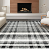 Ultra Soft Area Rug, Non Slip, Stain Resistant, Washable Area Rugs for Living Room, Bedroom, Elegant Black and White Striped Carpet for Sophisticated Decor(Black)