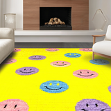 Ultra Soft Area Rug, Non Slip, Stain Resistant, Washable Area Rugs for Living Room, Bedroom, Cheerful Whimsical Emotion Design(Yellow)