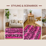 Ultra Soft Area Rug, Non Slip, Stain Resistant, Washable Area Rugs for Living Room, Bedroom, Contemporary Animal Print Elegance(Pink)