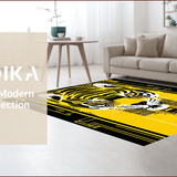 Ultra Soft Area Rug, Non Slip, Stain Resistant, Washable Area Rugs for Living Room, Bedroom, Bold Yellow Black Abstract Overlay(Yellow)