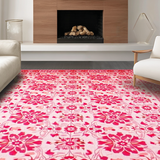 Ultra Soft Area Rug, Non Slip, Stain Resistant, Washable Area Rugs for Living Room, Bedroom, Colorful Contemporary Garden Motif(Pink)