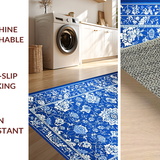 Ultra Soft Area Rug, Non Slip, Stain Resistant, Washable Area Rugs for Living Room, Bedroom, Serene Asian Elegance with Detailed Print(Blue)
