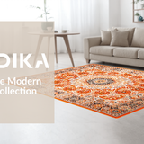 Ultra Soft Area Rug, Non Slip, Stain Resistant, Washable Area Rugs for Living Room, Bedroom, Stylish Whimsical Fringe Accents(Orange)