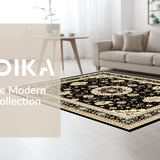 Ultra Soft Area Rug, Non Slip, Stain Resistant, Washable Area Rugs for Living Room, Bedroom, Chic Black Beige Floral Harmony(Black)